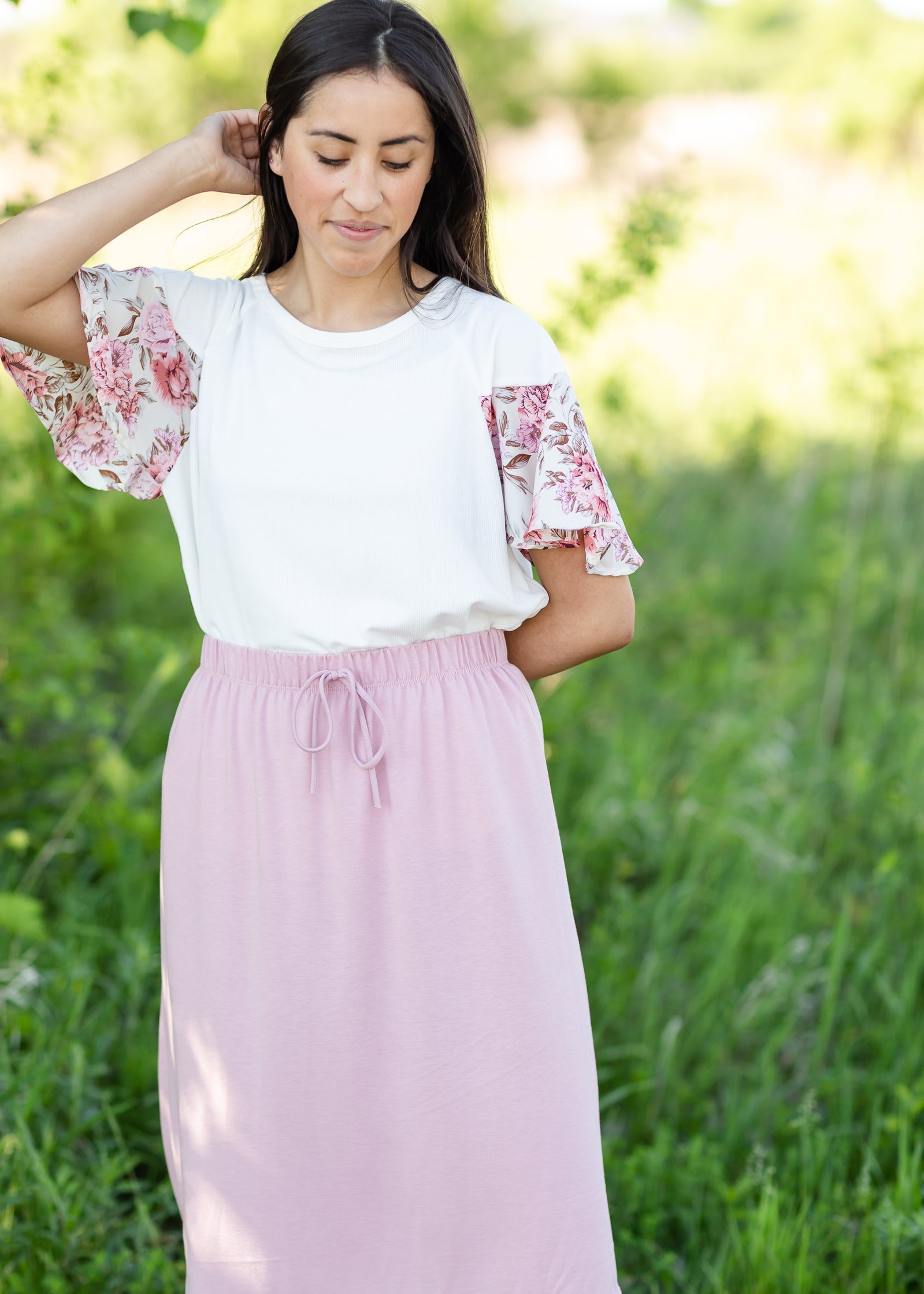 Blush Hi-Lo Knit Midi Skirt - FINAL SALE Skirts