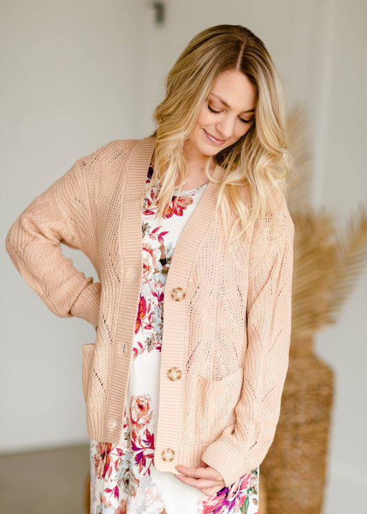 Blush Knit Sweater Cardigan - FINAL SALE Tops