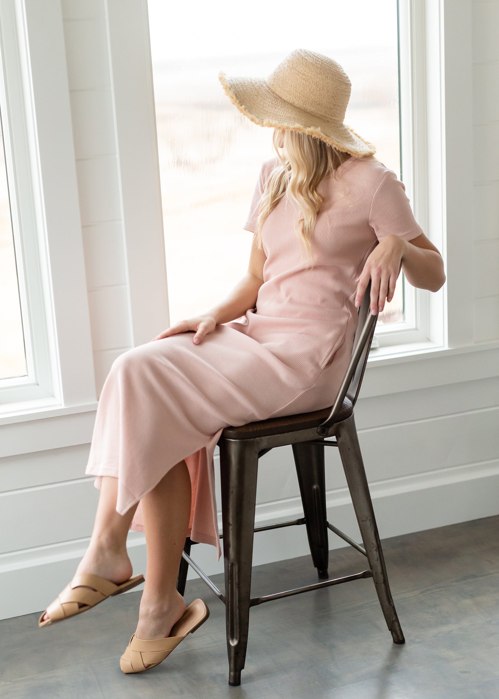 Blush Knit Textured Dress Dresses