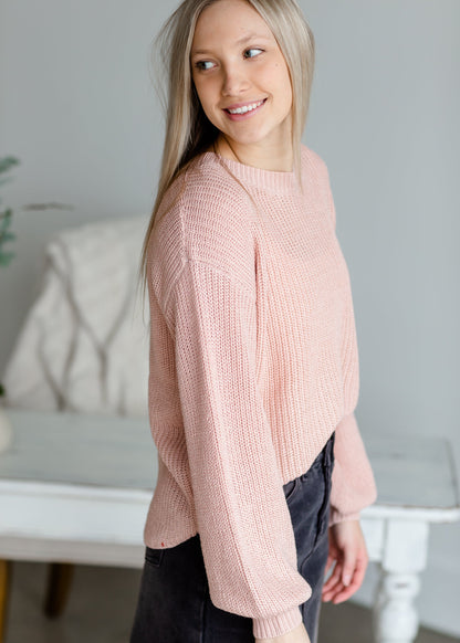 Blush Puff Sleeve Sweater Tops