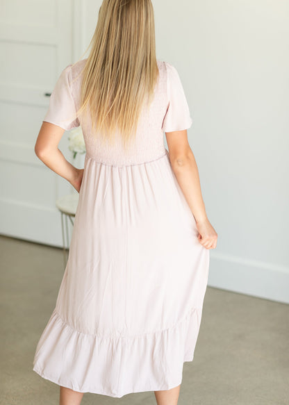 Blush Ruffled Smocked Maxi Dress Dresses