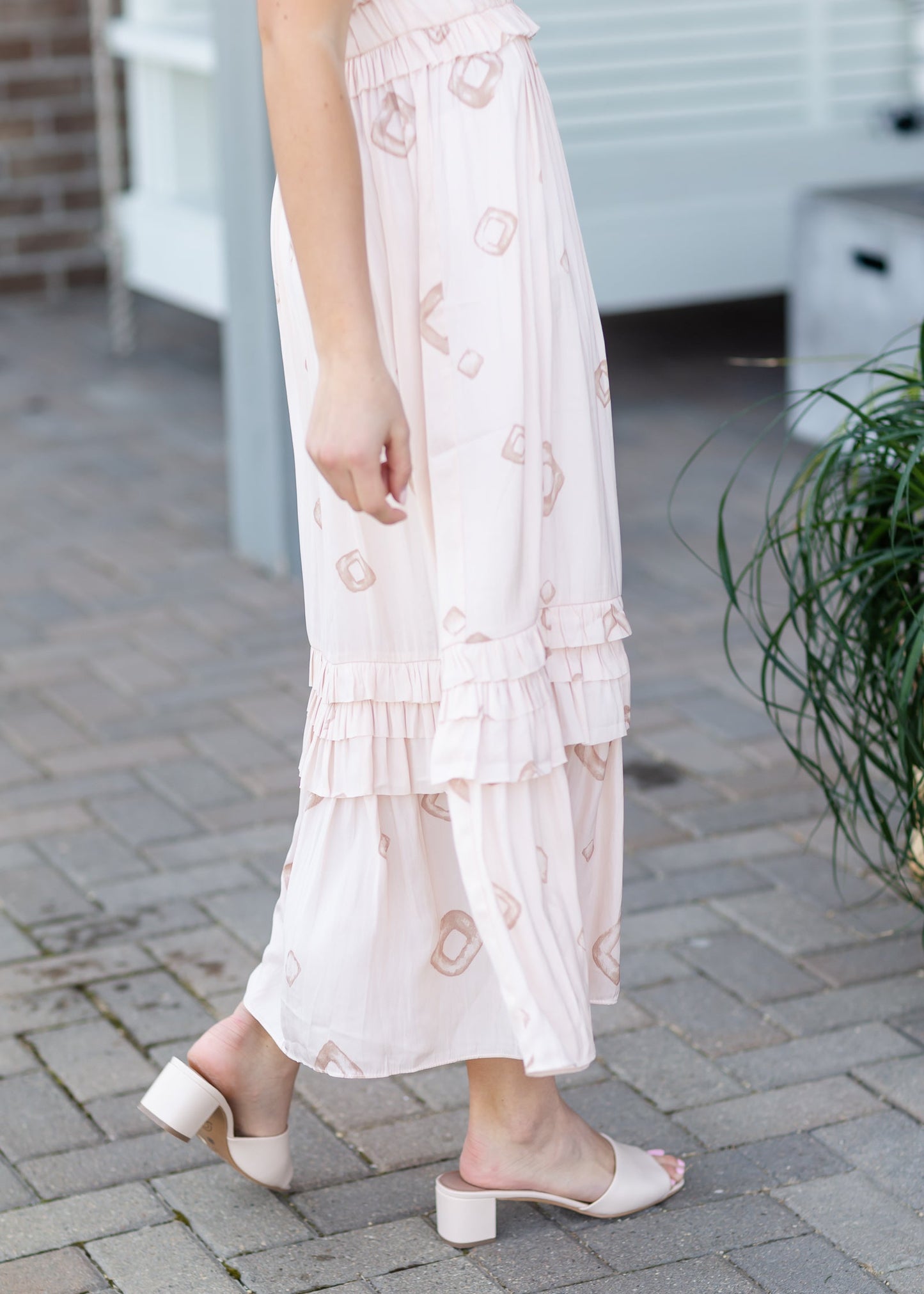 Blush Satin Ring Print Ruffle Dress - FINAL SALE Dresses