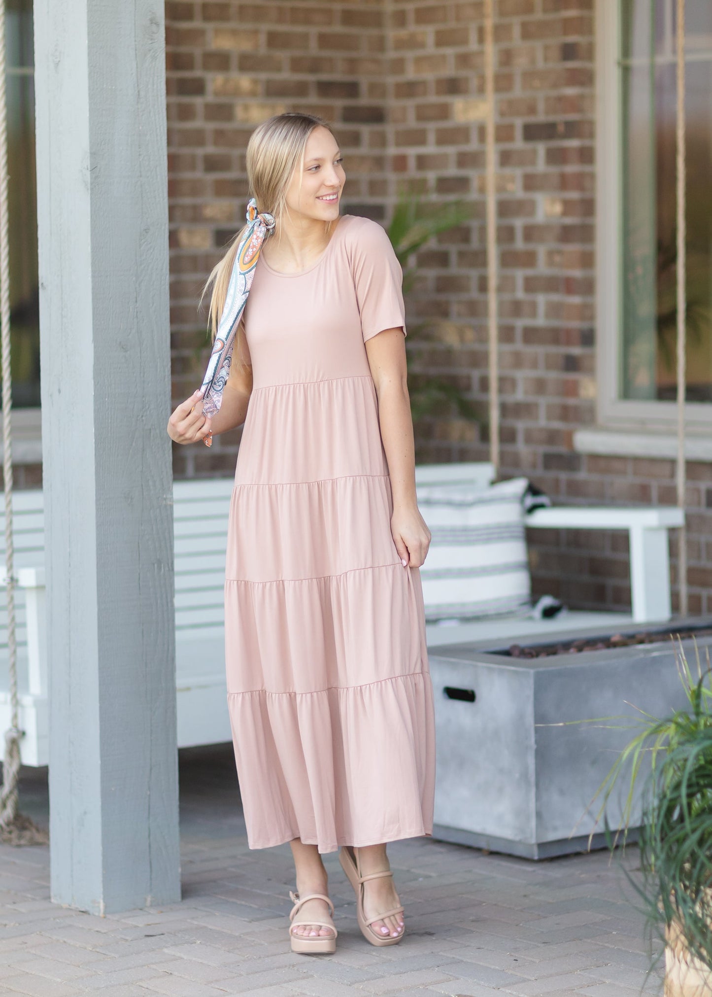 Blush Simple Tiered Maxi Dress Dresses