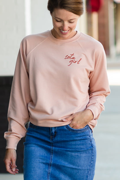 Blush Sota Girl Crewneck Sweatshirt Tops