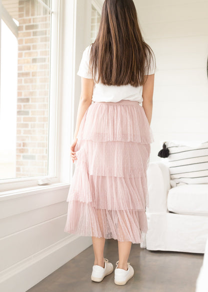 Blush Swiss Dot Tiered Midi Skirt - FINAL SALE Skirts