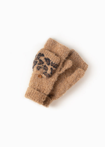 Boucle Leopard Mittens - FINAL SALE Accessories Camel