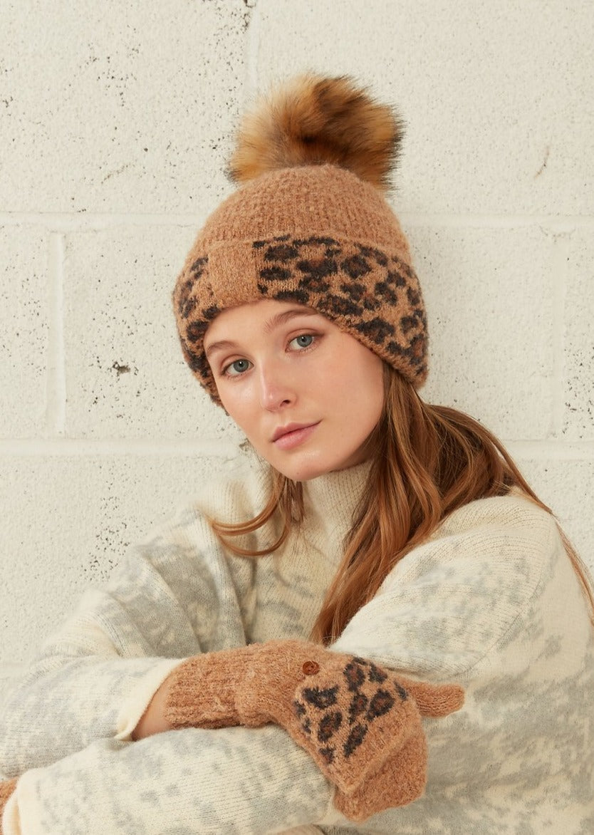 Boucle Leopard Ribbon Beanie - FINAL SALE Accessories