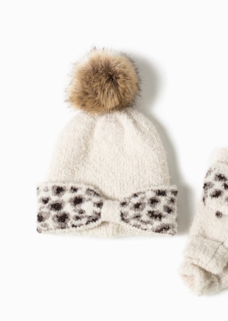 Boucle Leopard Ribbon Beanie - FINAL SALE Accessories