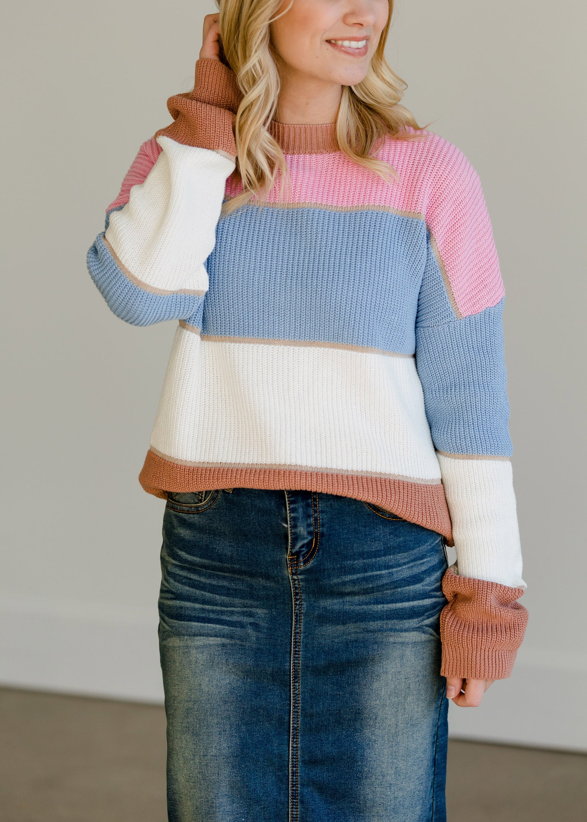 Broad Striped Crew Sweater - FINAL SALE Tops