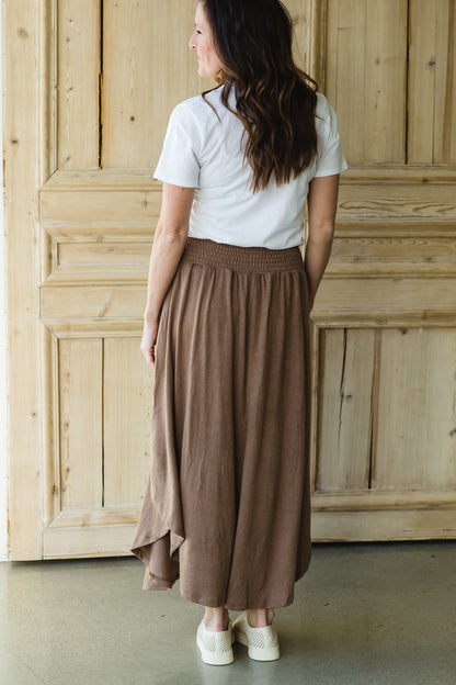 Brown Hi-Lo Flowy Midi Skirt - FINAL SALE Skirts