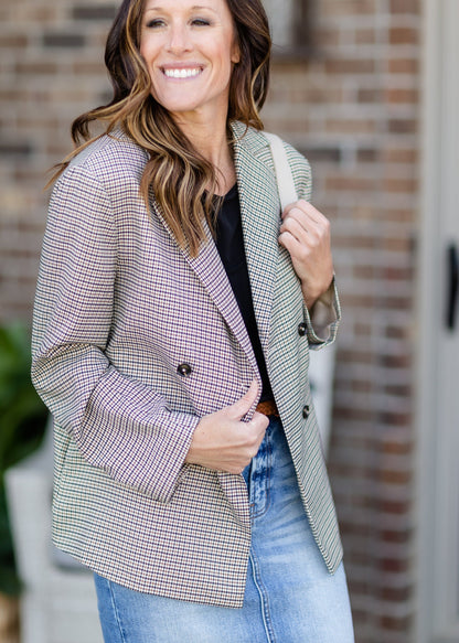 Brown Plaid Blazer Jacket - FINAL SALE Tops