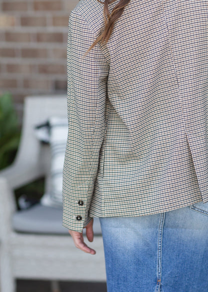 Brown Plaid Blazer Jacket - FINAL SALE Tops