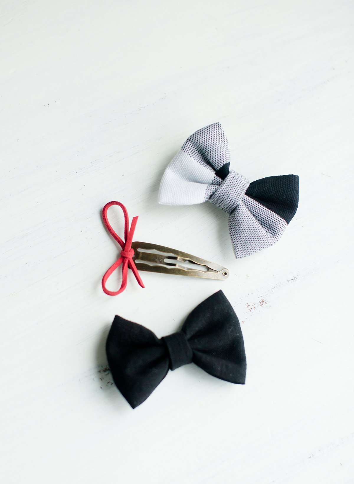 Buffalo Check Fabric Bow Set Accessories Clip