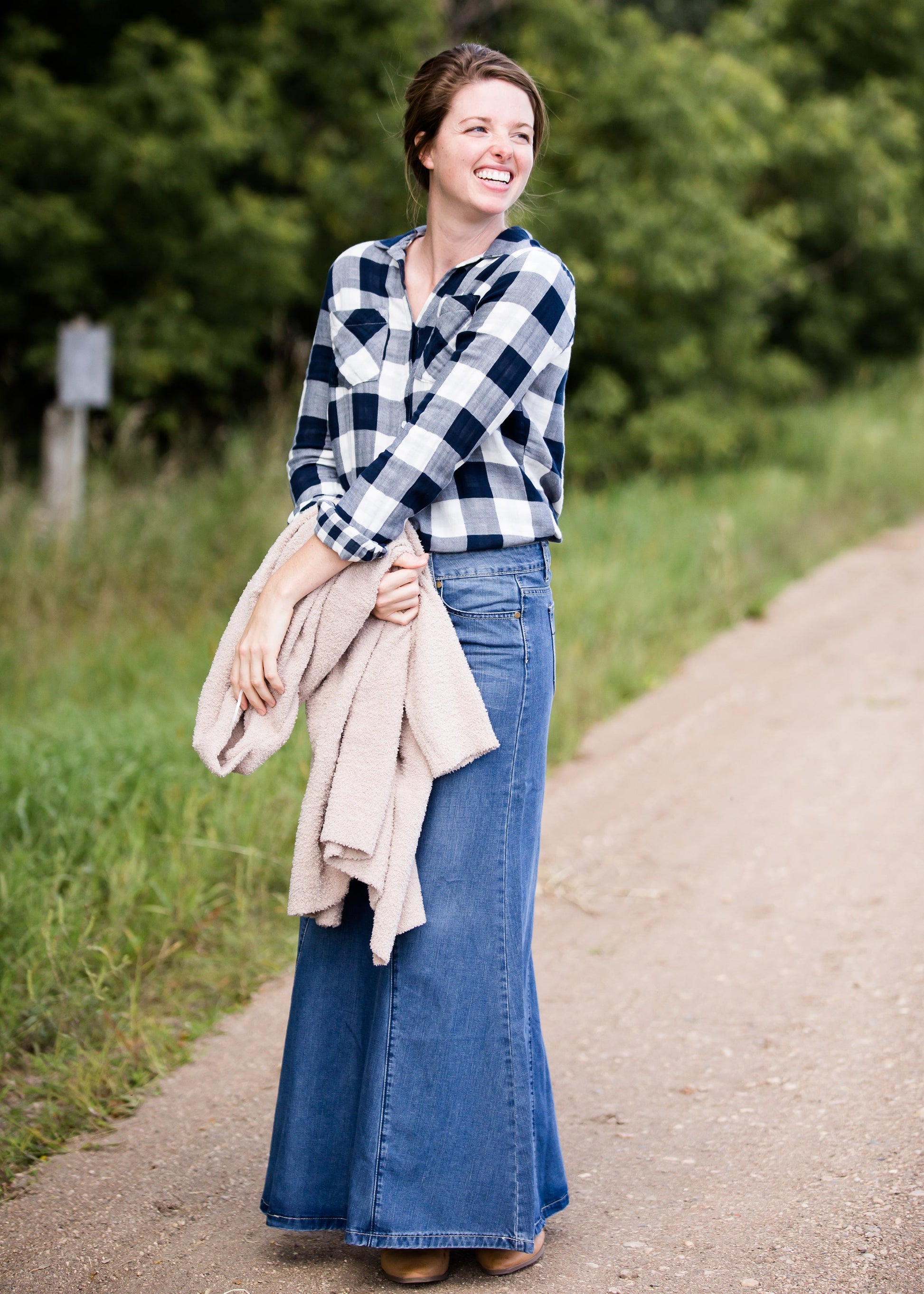 Buffalo Plaid Women's Navy Flannel Shirt