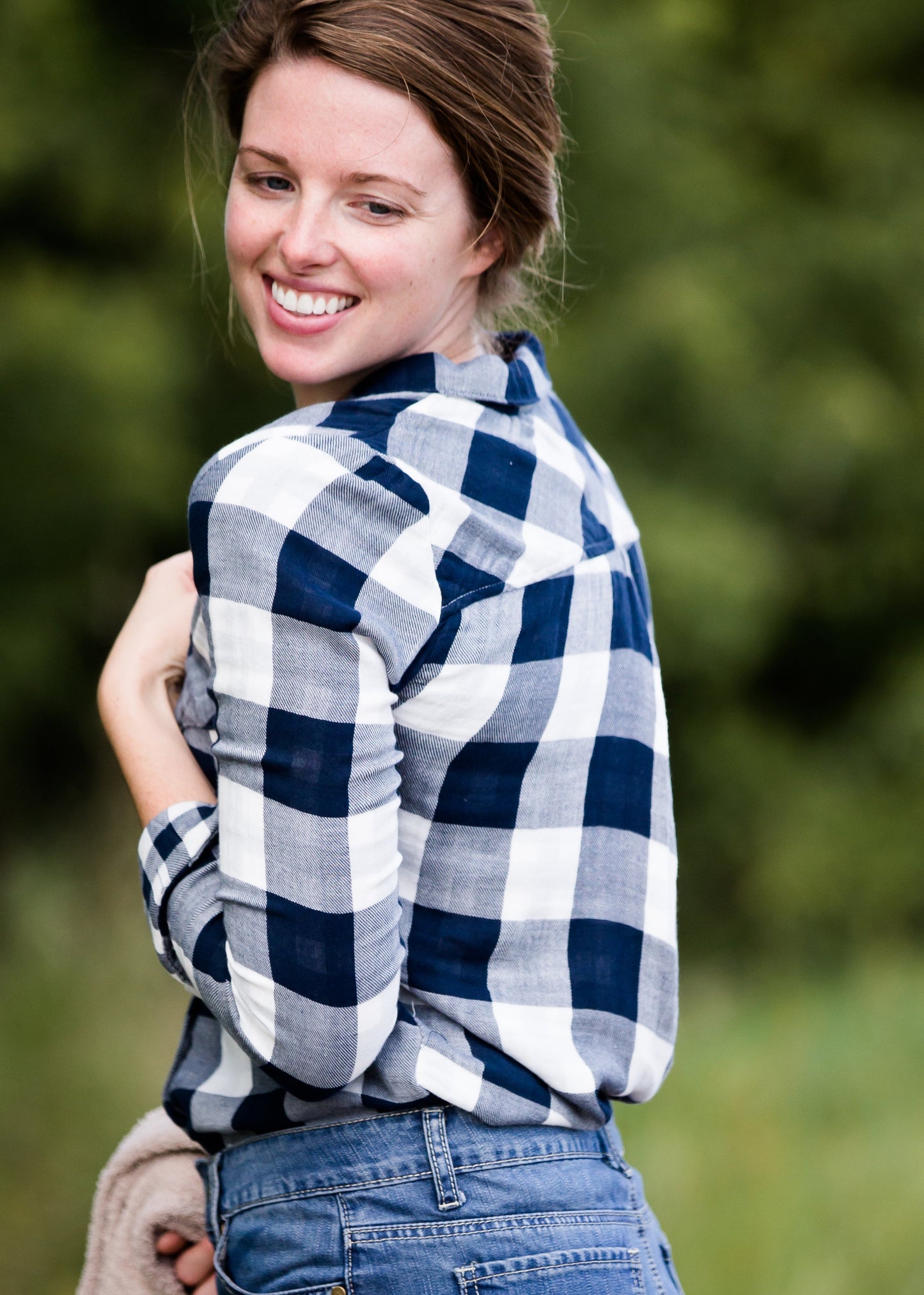 Buffalo Plaid Women's Navy Flannel Shirt