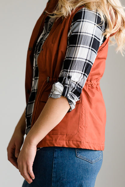 Buffalo Plaid Roll Sleeve Top - FINAL SALE Tops