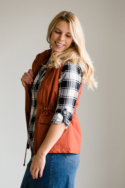 Buffalo Plaid Roll Sleeve Top - FINAL SALE Tops