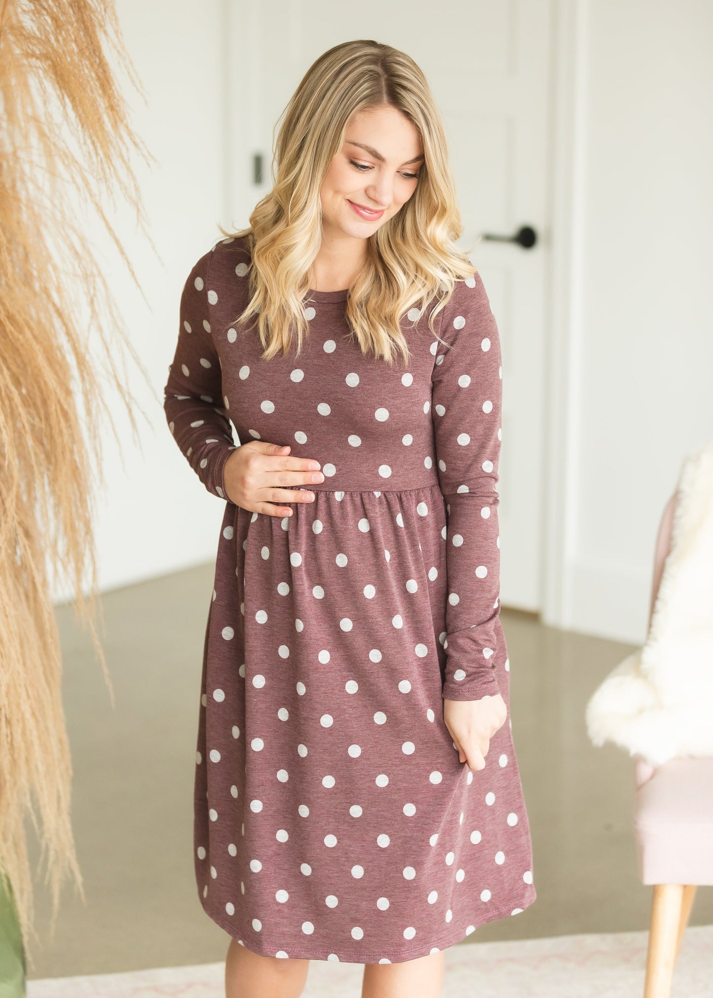 Burgundy Polka Dot Maternity Dress - FINAL SALE Dresses