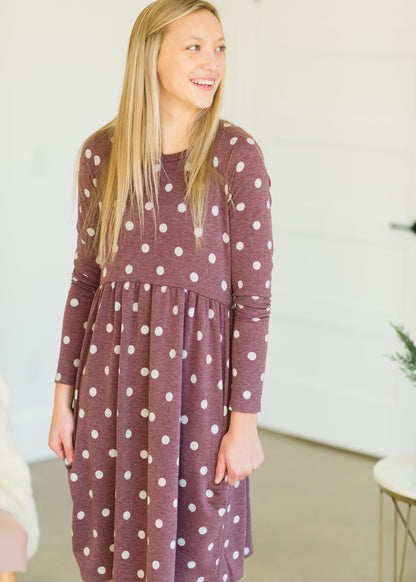 Burgundy Polka Dot Maternity Dress - FINAL SALE Dresses