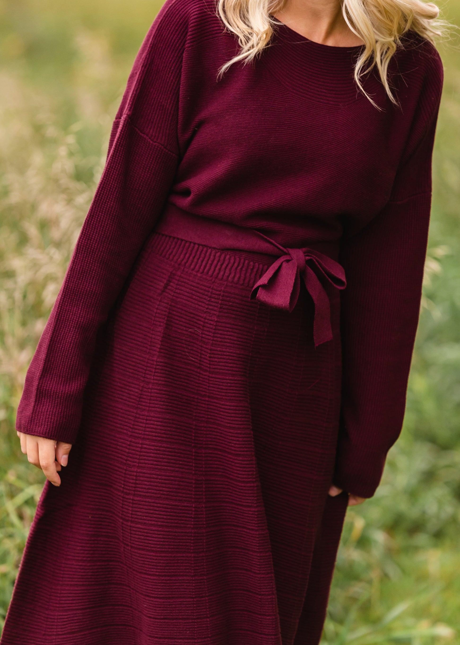 Burgundy Tie Waist Sweater Dress - FINAL SALE Dresses