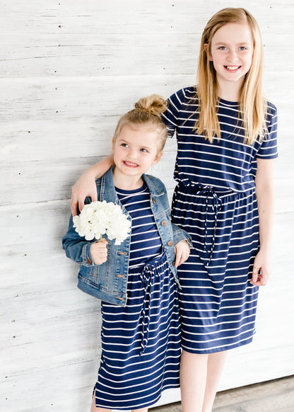 Buttery Soft Navy Striped Midi Dress Dresses