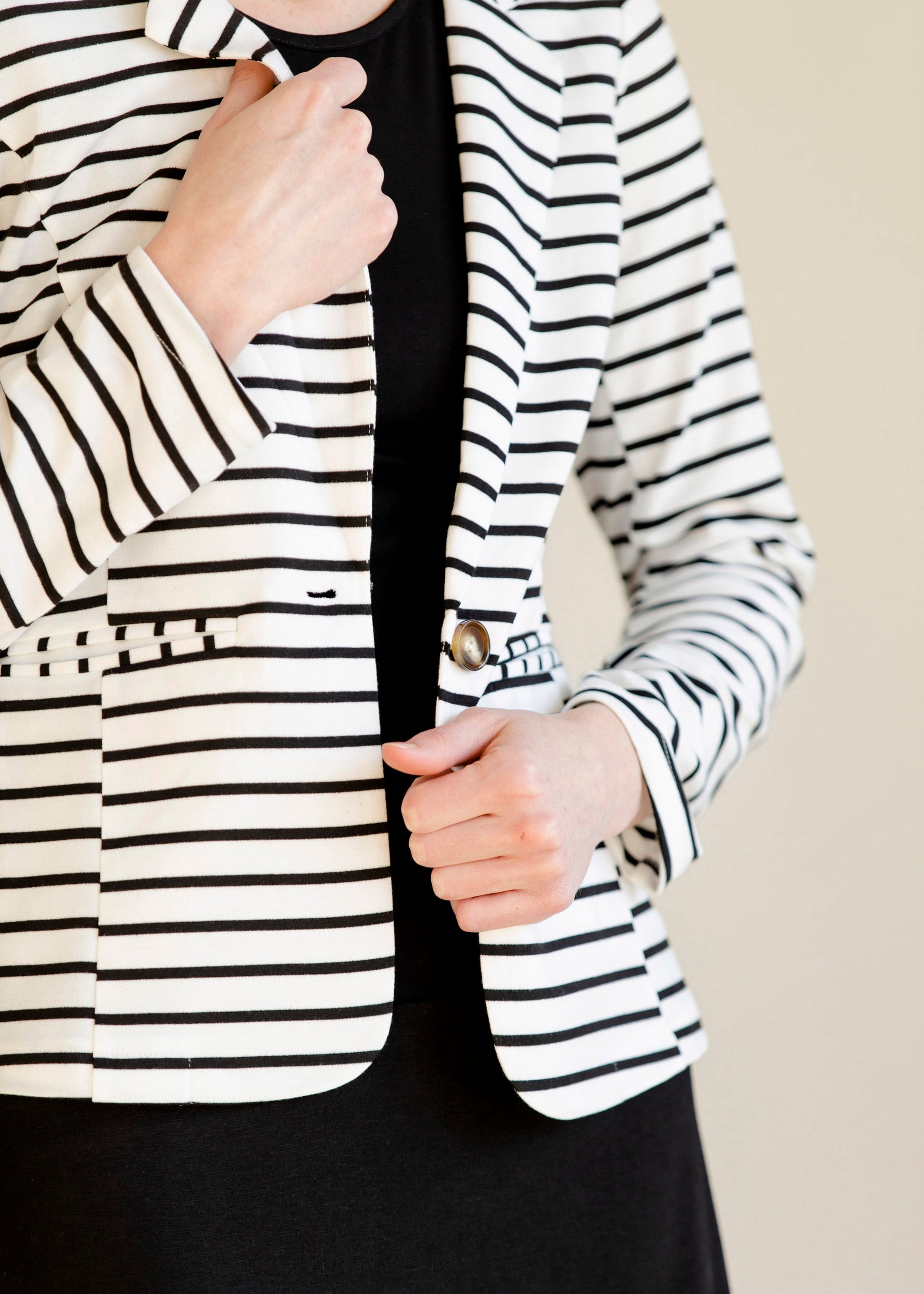 Button Front Black Striped Blazer - FINAL SALE Layering Essentials