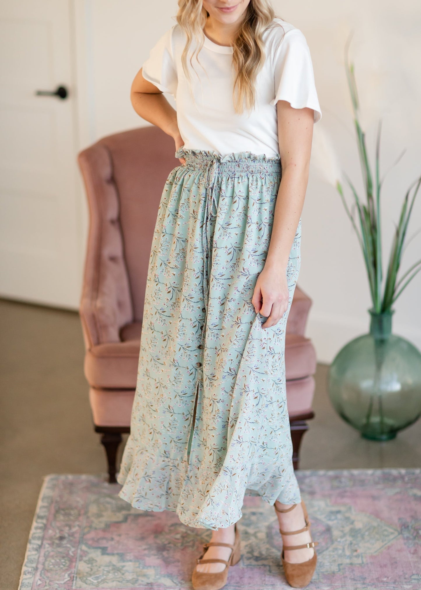 Button Front Maxi Skirt Skirts Mikarose