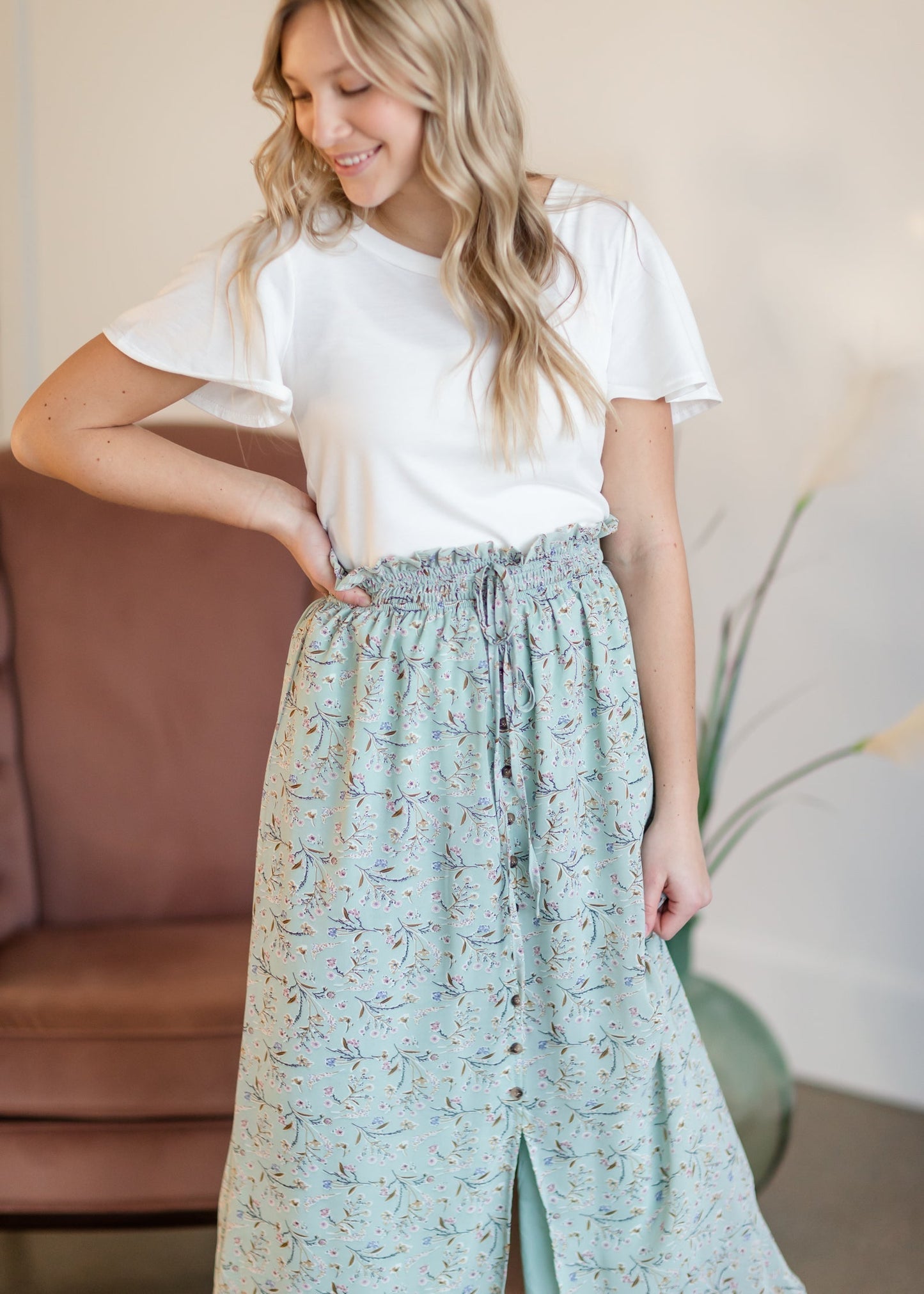 Button Front Maxi Skirt Skirts Mikarose