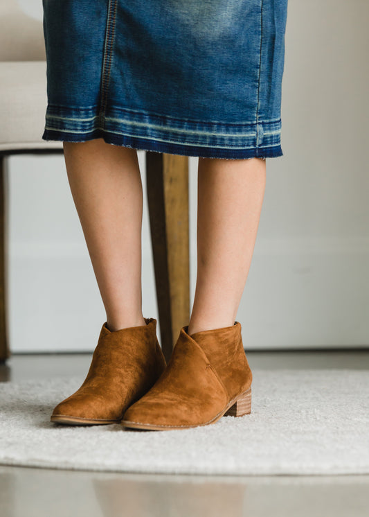 Camel Faux Leather Bootie - FINAL SALE Dresses