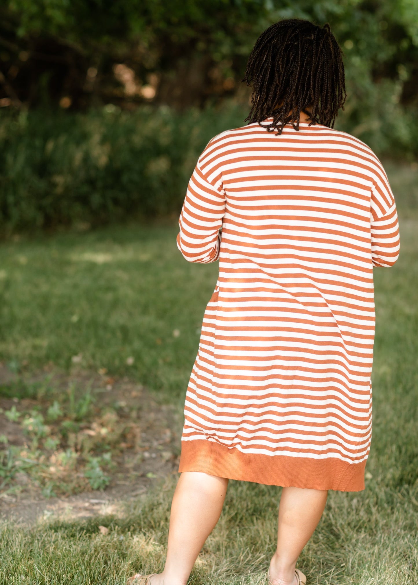 Caramel Striped Long Sleeve Cardigan - FINAL SALE Tops