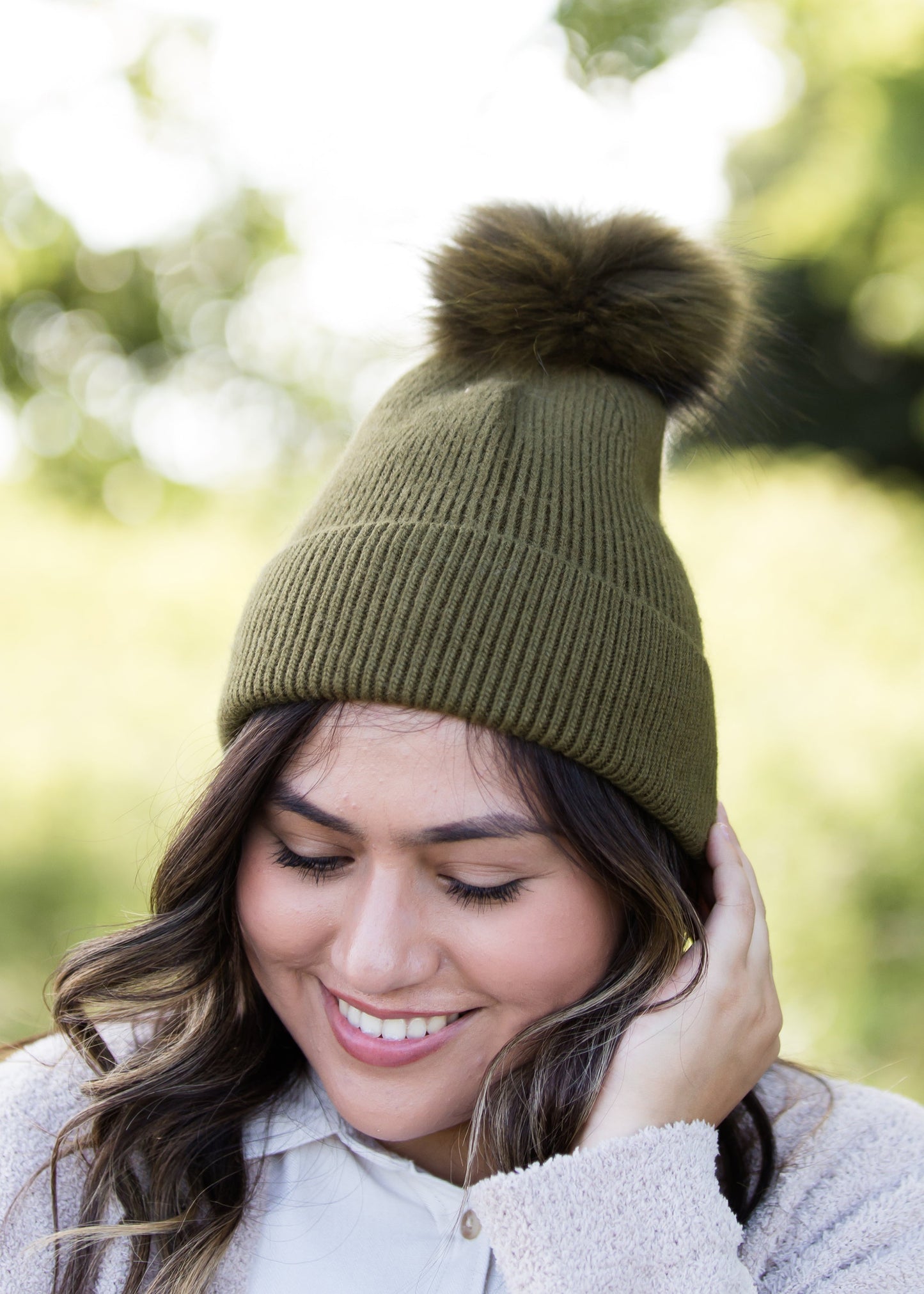 cashmere ribbed knit olive or blush hat