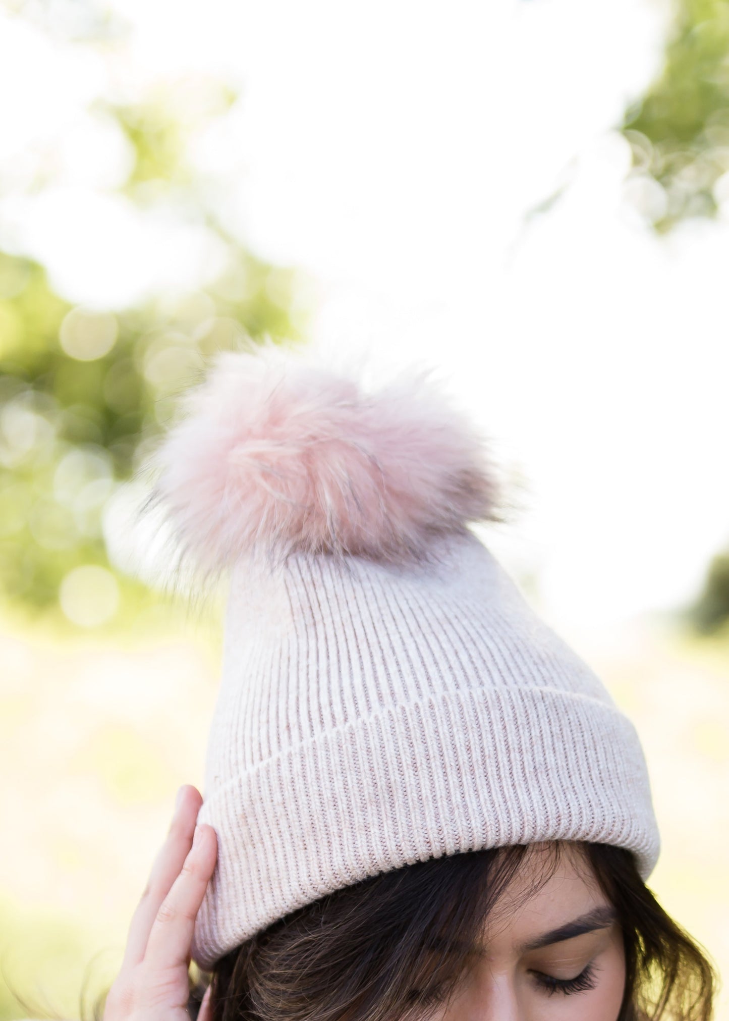 cashmere ribbed knit olive or blush hat