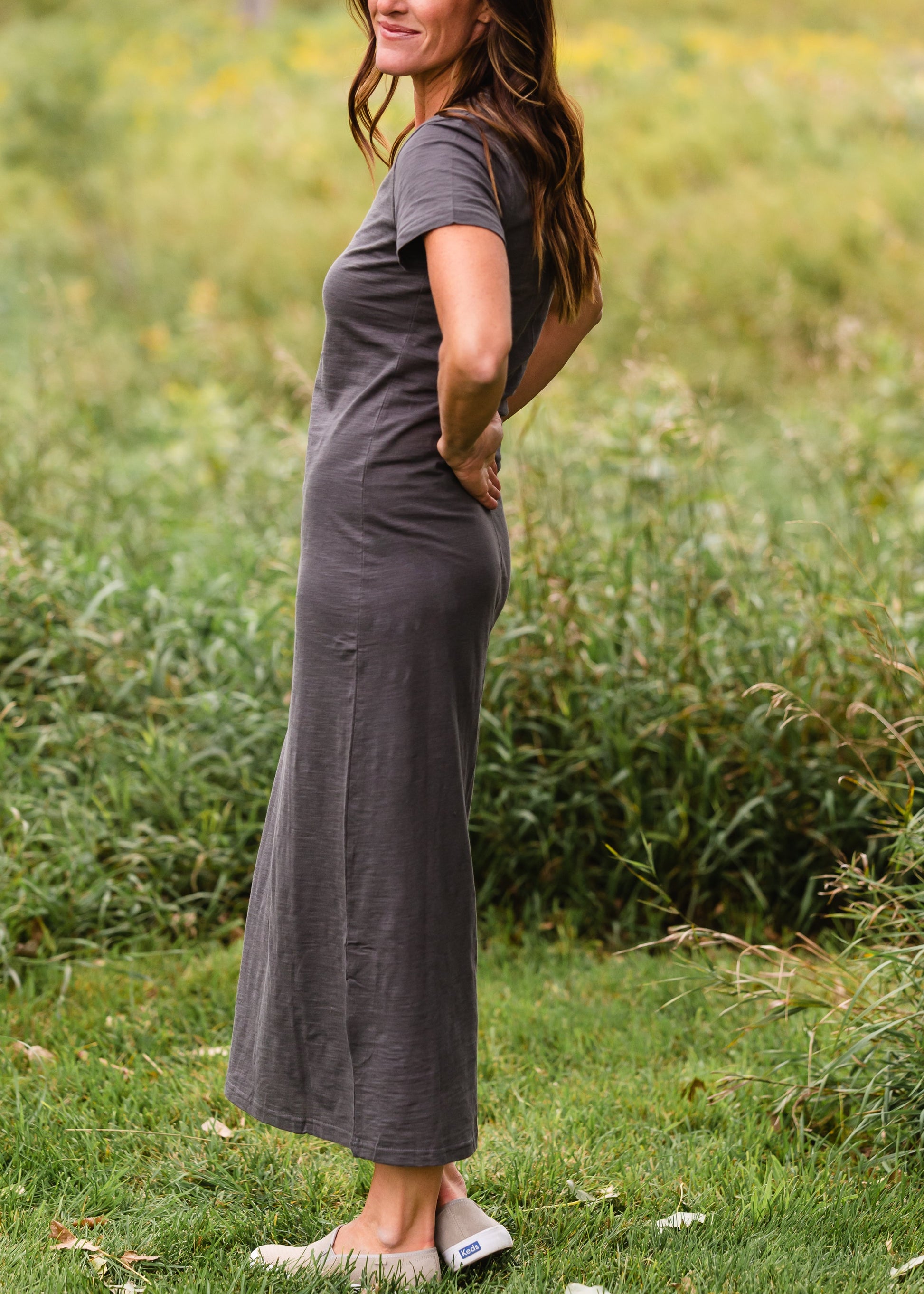 Charcoal Gray T-Shirt Maxi Dress - FINAL SALE Dresses