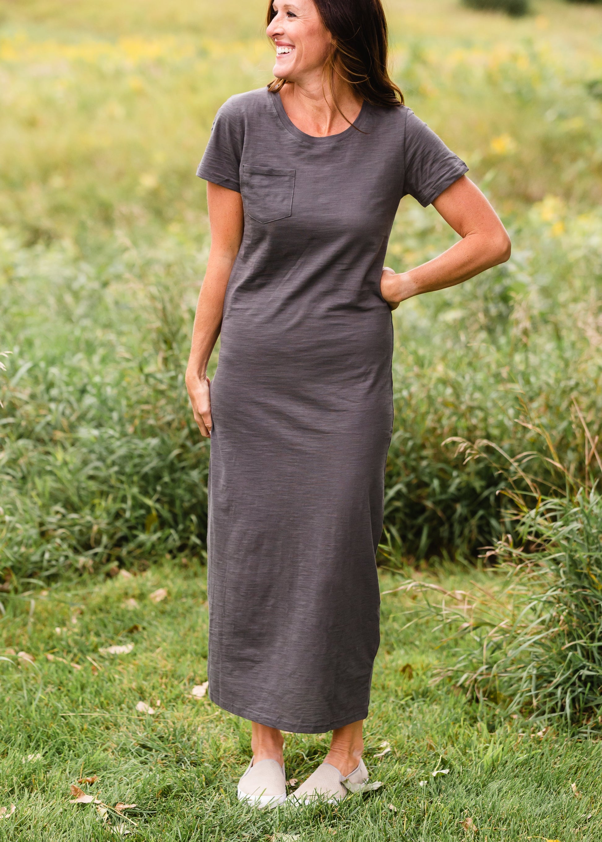 Charcoal Gray T-Shirt Maxi Dress - FINAL SALE Dresses