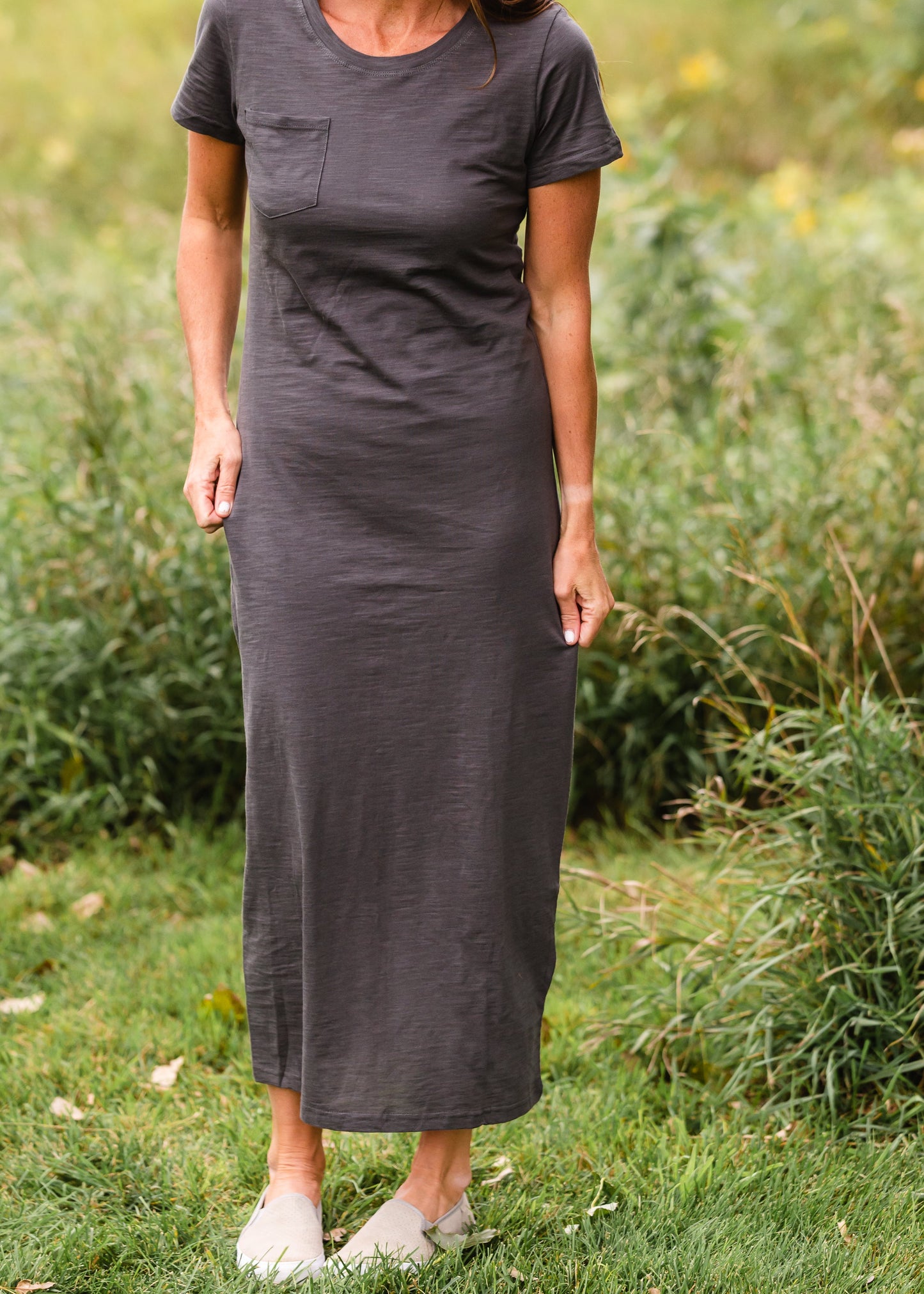 Charcoal Gray T-Shirt Maxi Dress - FINAL SALE Dresses