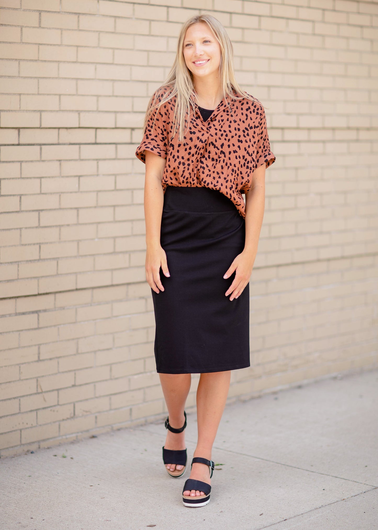 Cheetah Print Front Pocket Top Tops