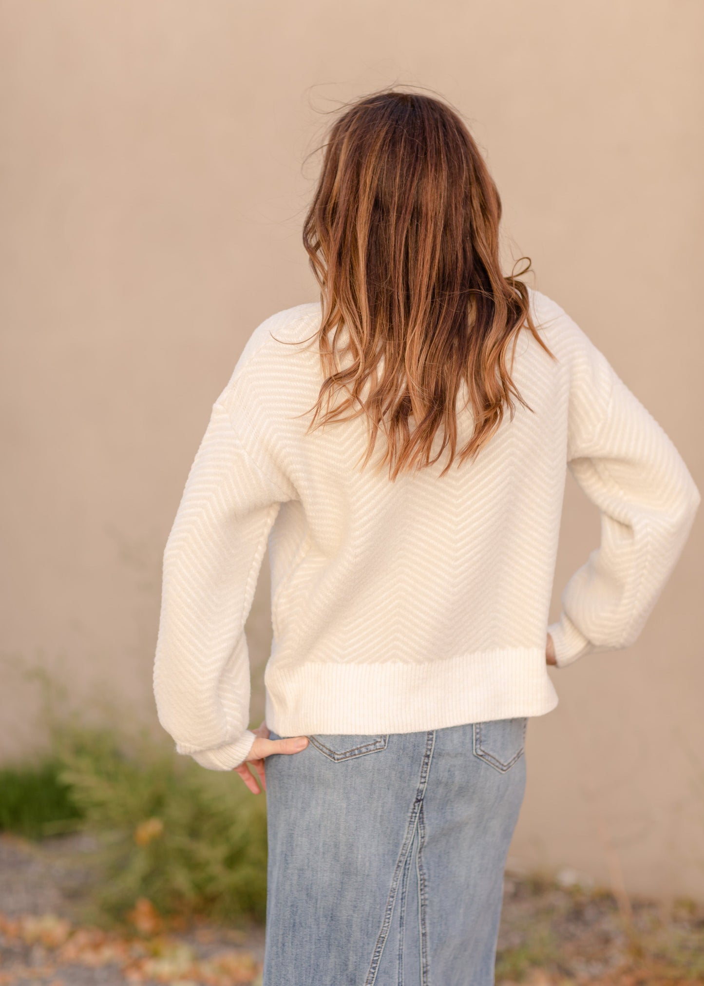 Chevron Crewneck Long Sleeve Sweater - FINAL SALE Tops