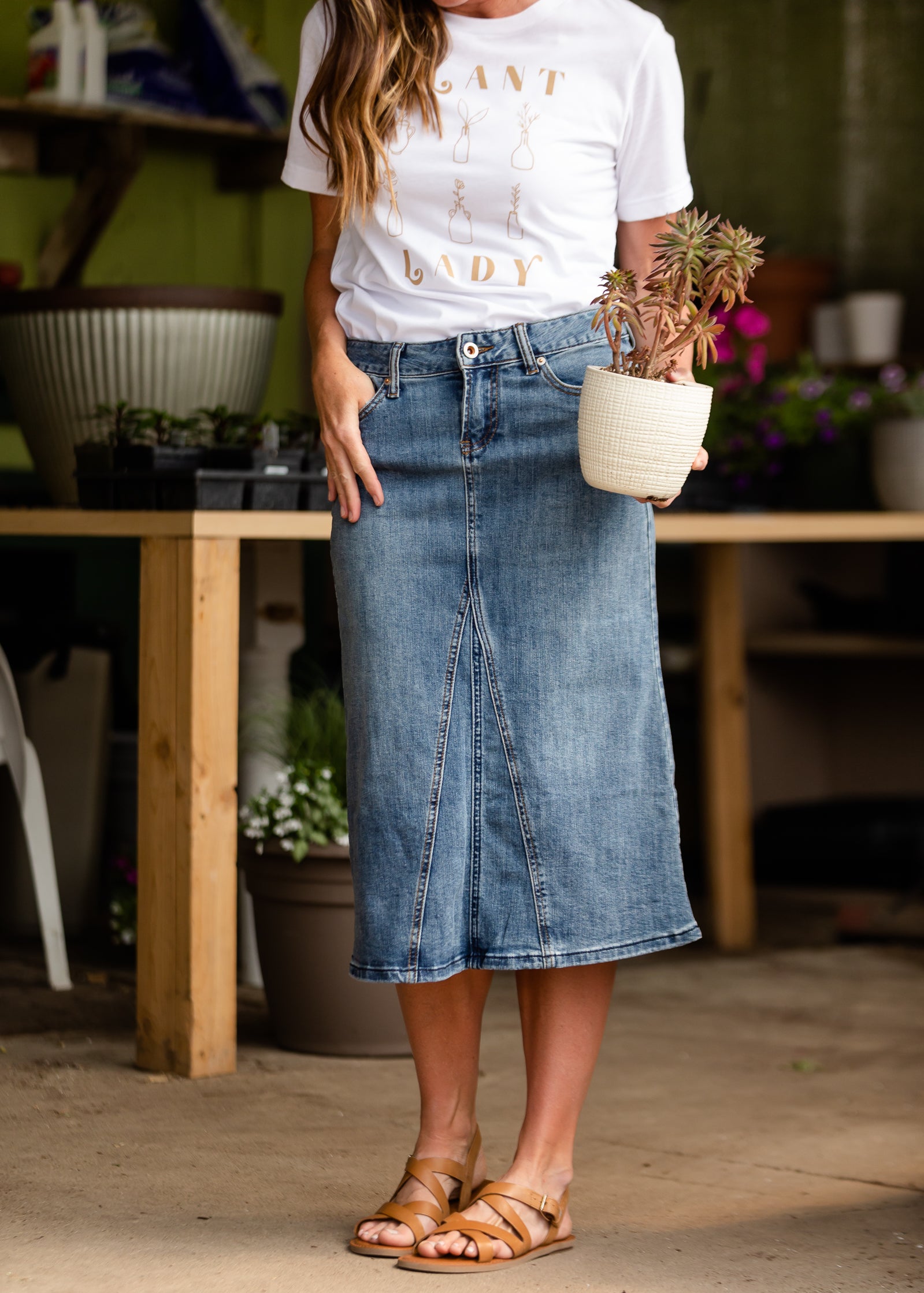 Claire Pencil Fit A-line Denim Skirt - FINAL SALE Skirts