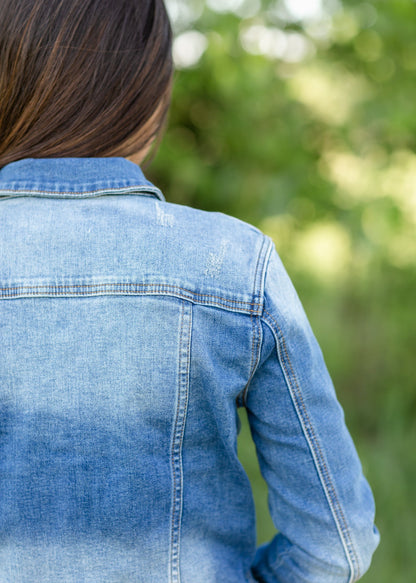 Classic Cropped Denim Jean Jacket Tops