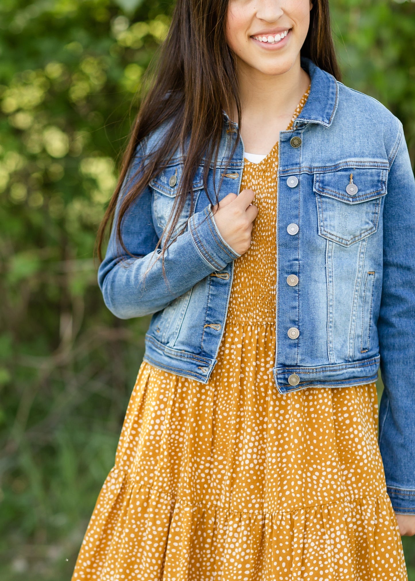 Classic Cropped Denim Jean Jacket Tops