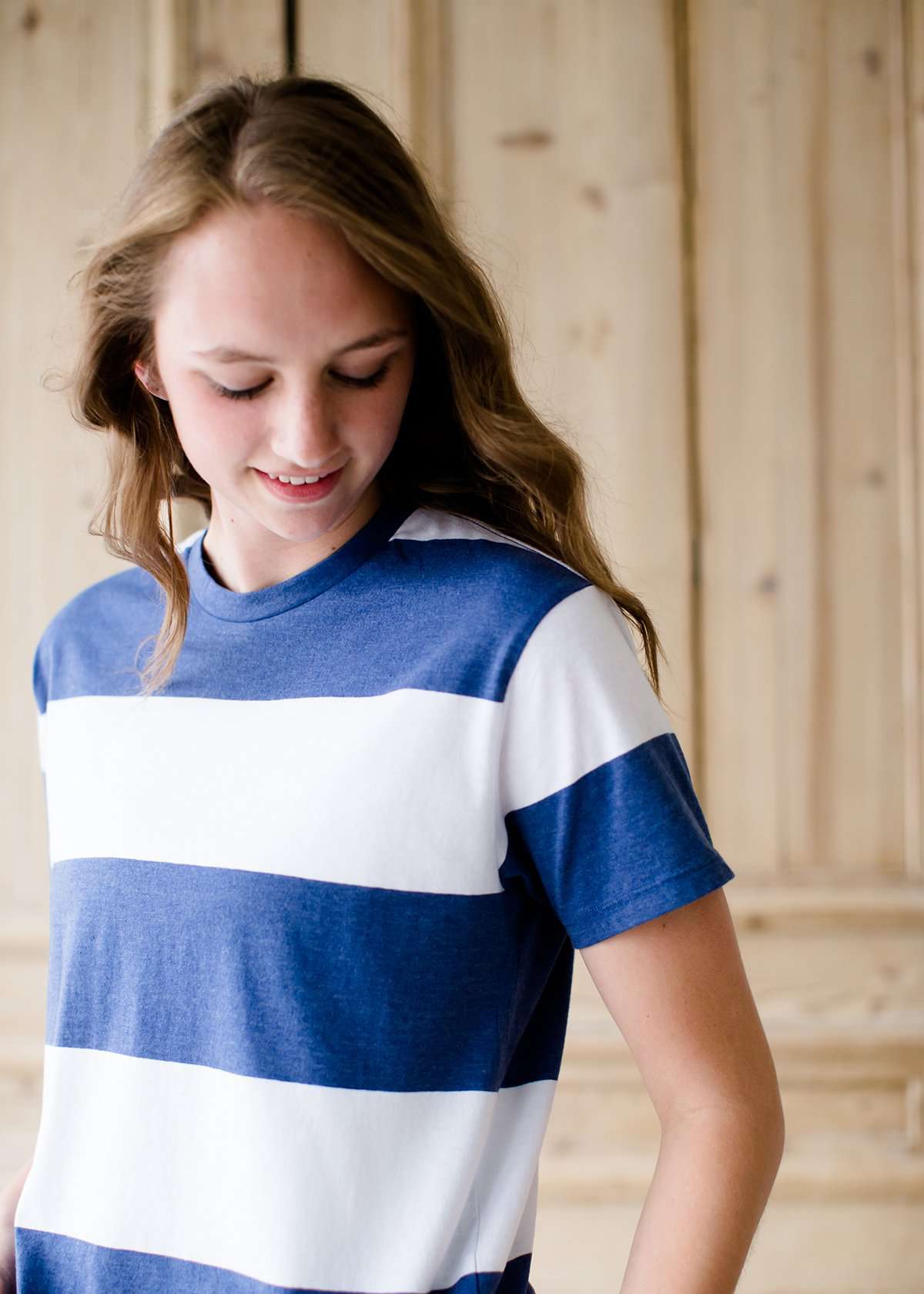 blue and white stripe z supply tee