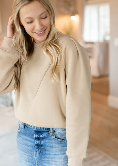 Coffee Seam Detail Sweater - FINAL SALE Tops