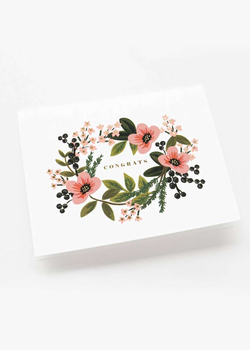 Affordable Conservative Congratulations Floral Green Pink Greeting Card