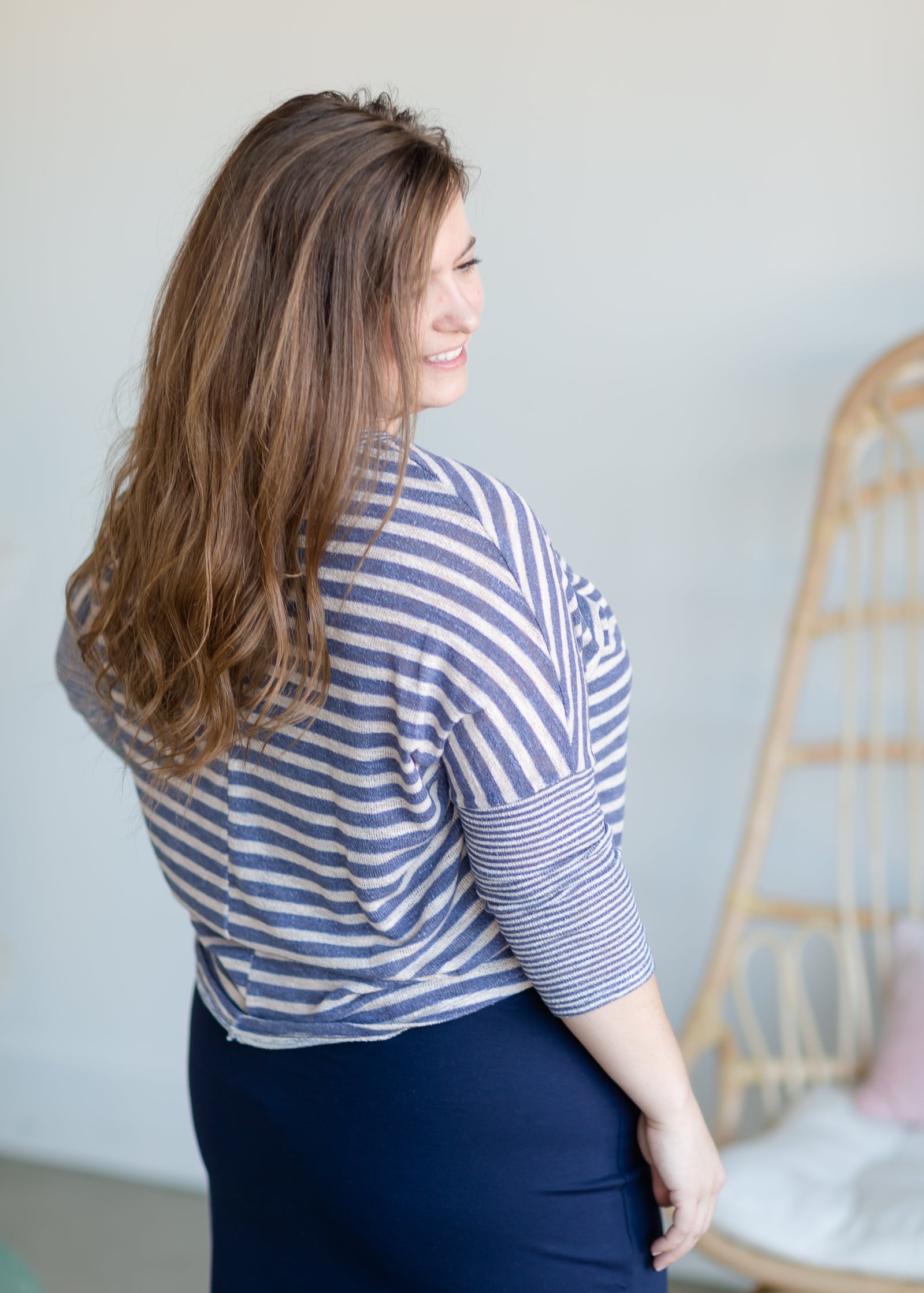 Contrast Stripes Drop Shoulder Knit Top Tops