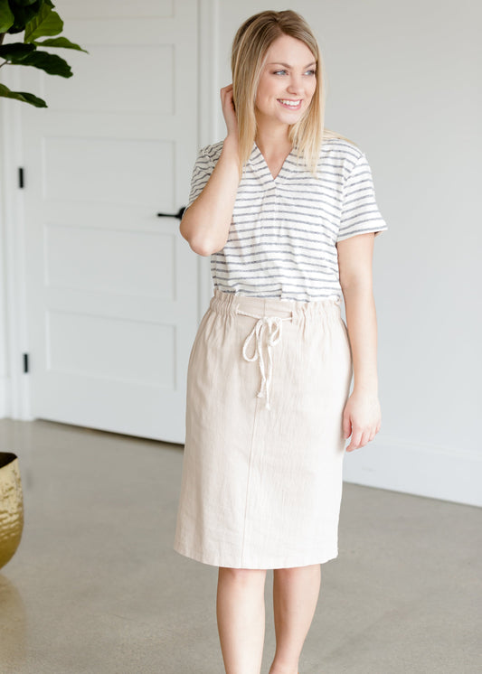 Cotton Belted Midi Skirt - FINAL SALE Skirts