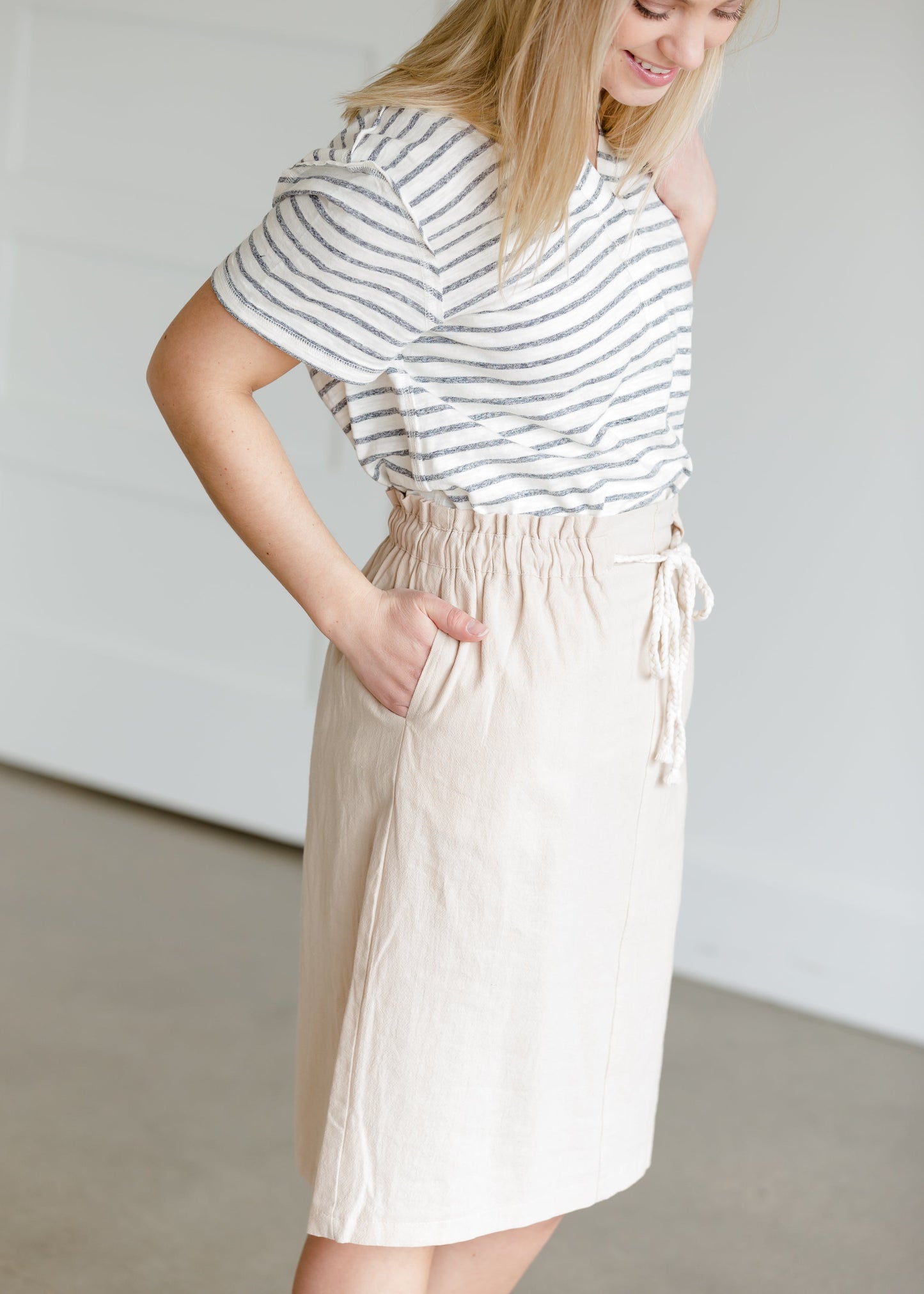 Cotton Belted Midi Skirt - FINAL SALE Skirts