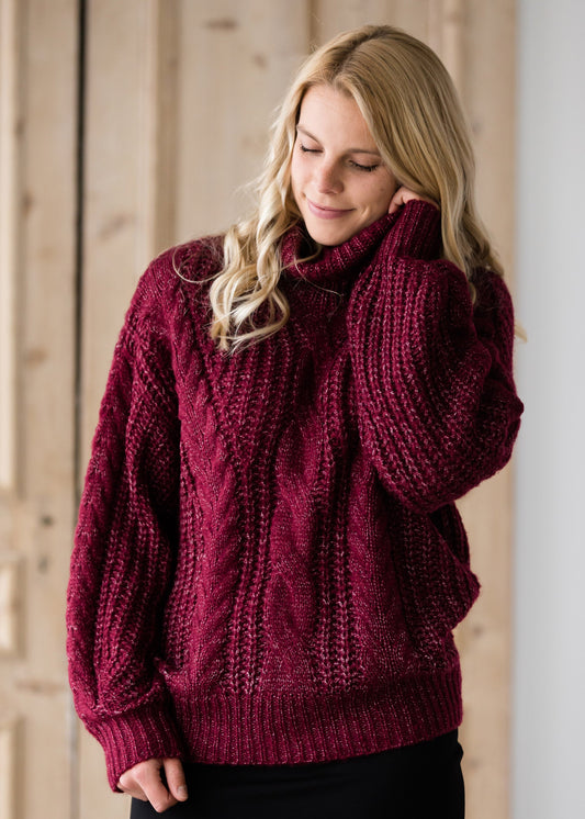 Cozy Cableknit Turtleneck Sweater - FINAL SALE Tops