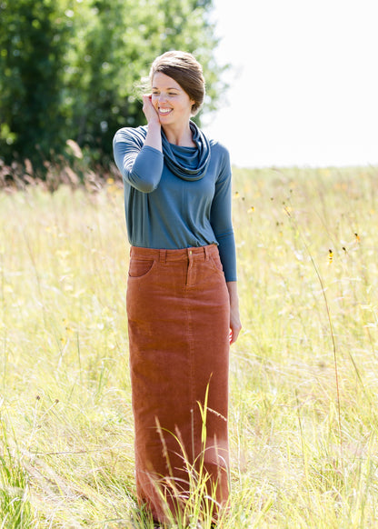 teal cowl neck sweater