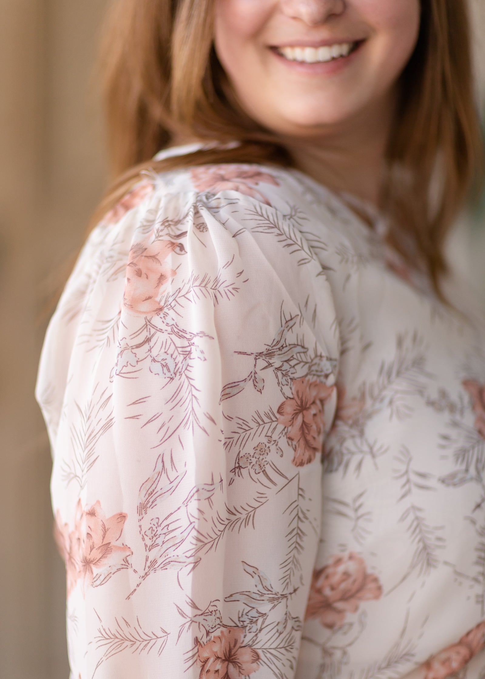 Cream Floral Flowy Blouse - FINAL SALE Tops