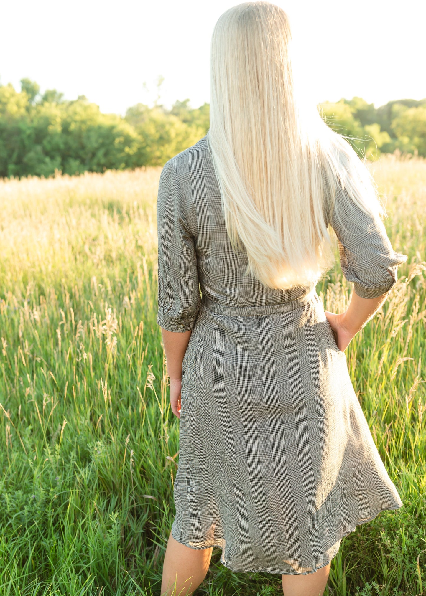 Dark Gray Plaid Belted Shirt Dress - FINAL SALE Dresses